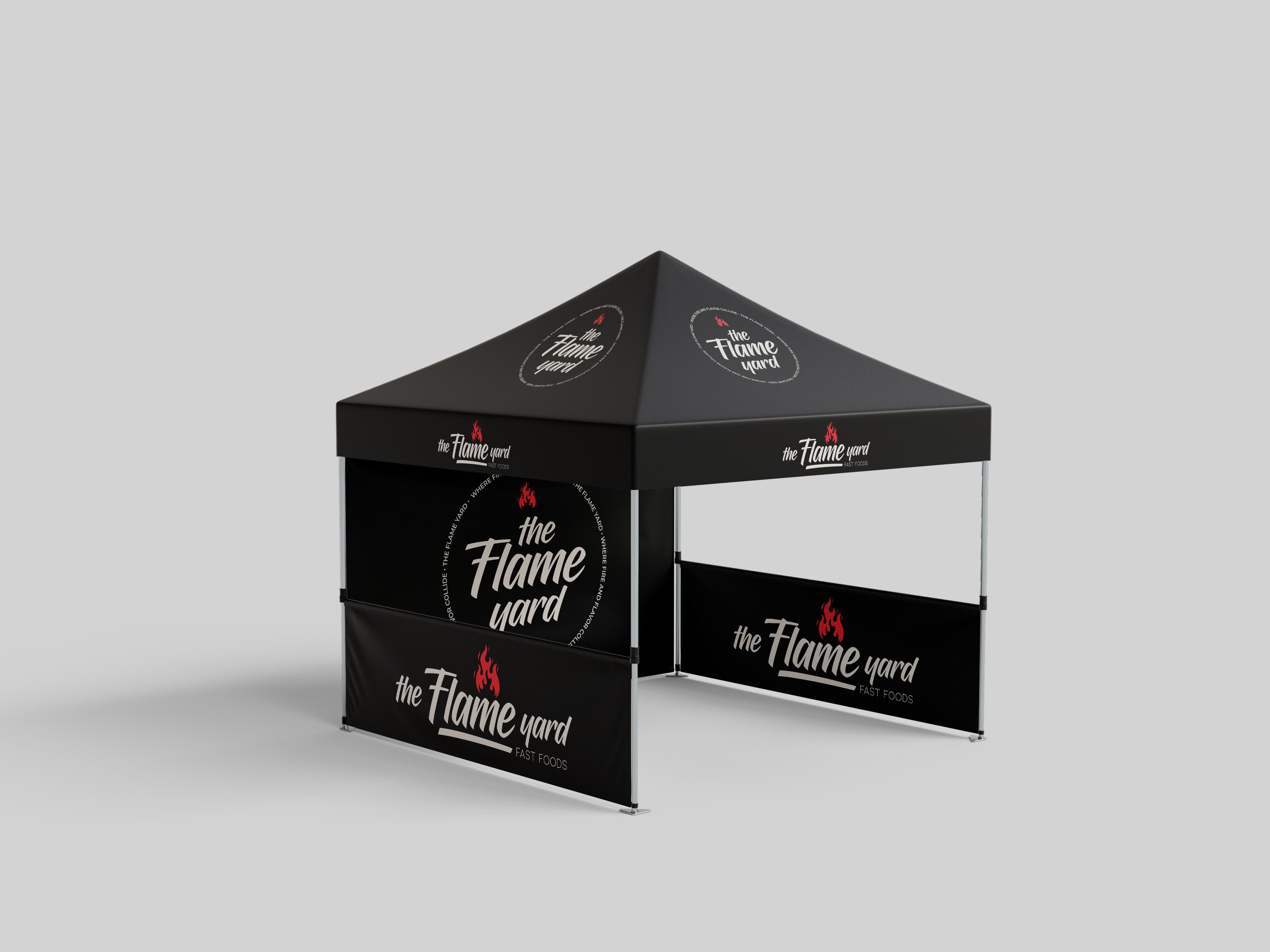 The Flame Yard branded gazebo